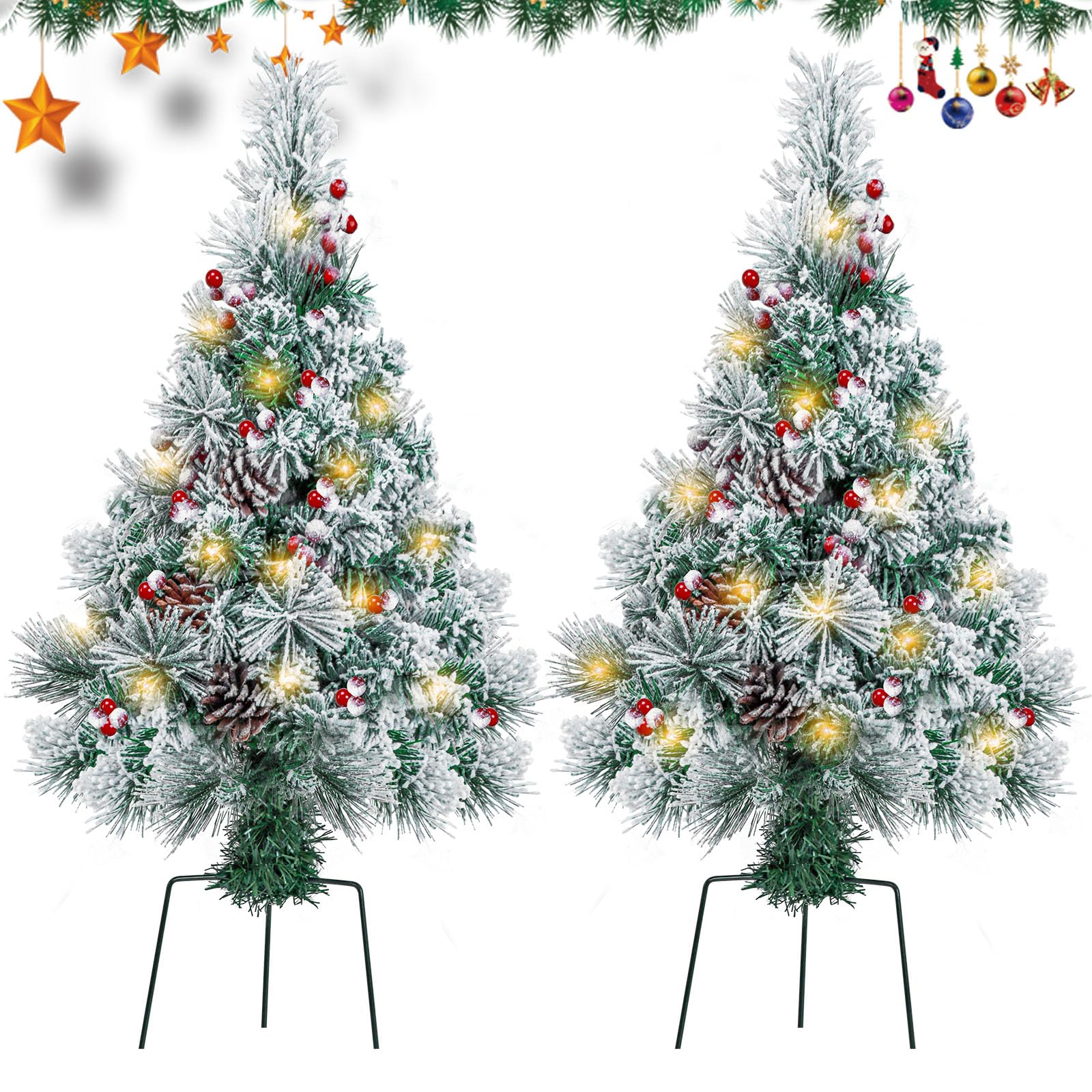 Lot De 2 Sapins De Noël Artificiels De 90 Cm Avec 78 éclairages - À