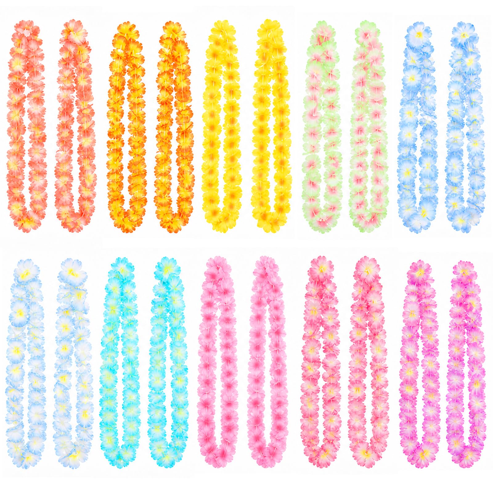 GWHOLE 20 PCS Hawaiian Flowers Garland, 90-100CM Tropical Floral Leis