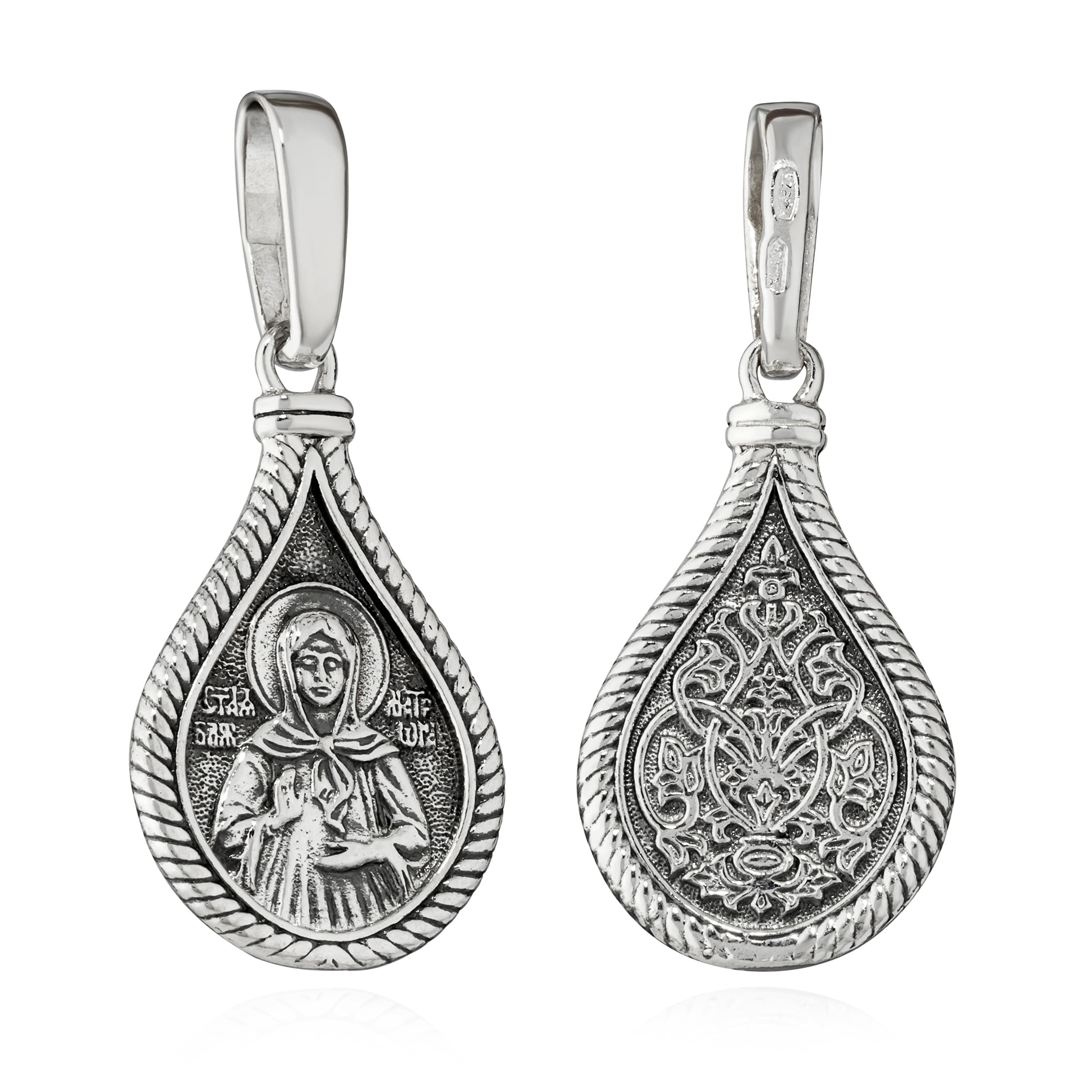 NKlaus Ciondolo Icona Argento 925 Santa Matrona 22,4mm x 15mm catena ciondolo filigrana 15516