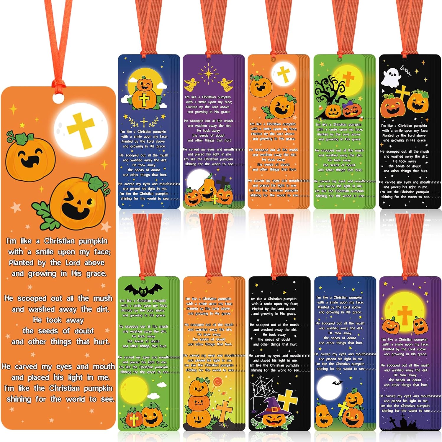 Amazon.com: Tenceur 500 Pcs Pumpkin Prayer Bookmarks for Kids Bulk ...