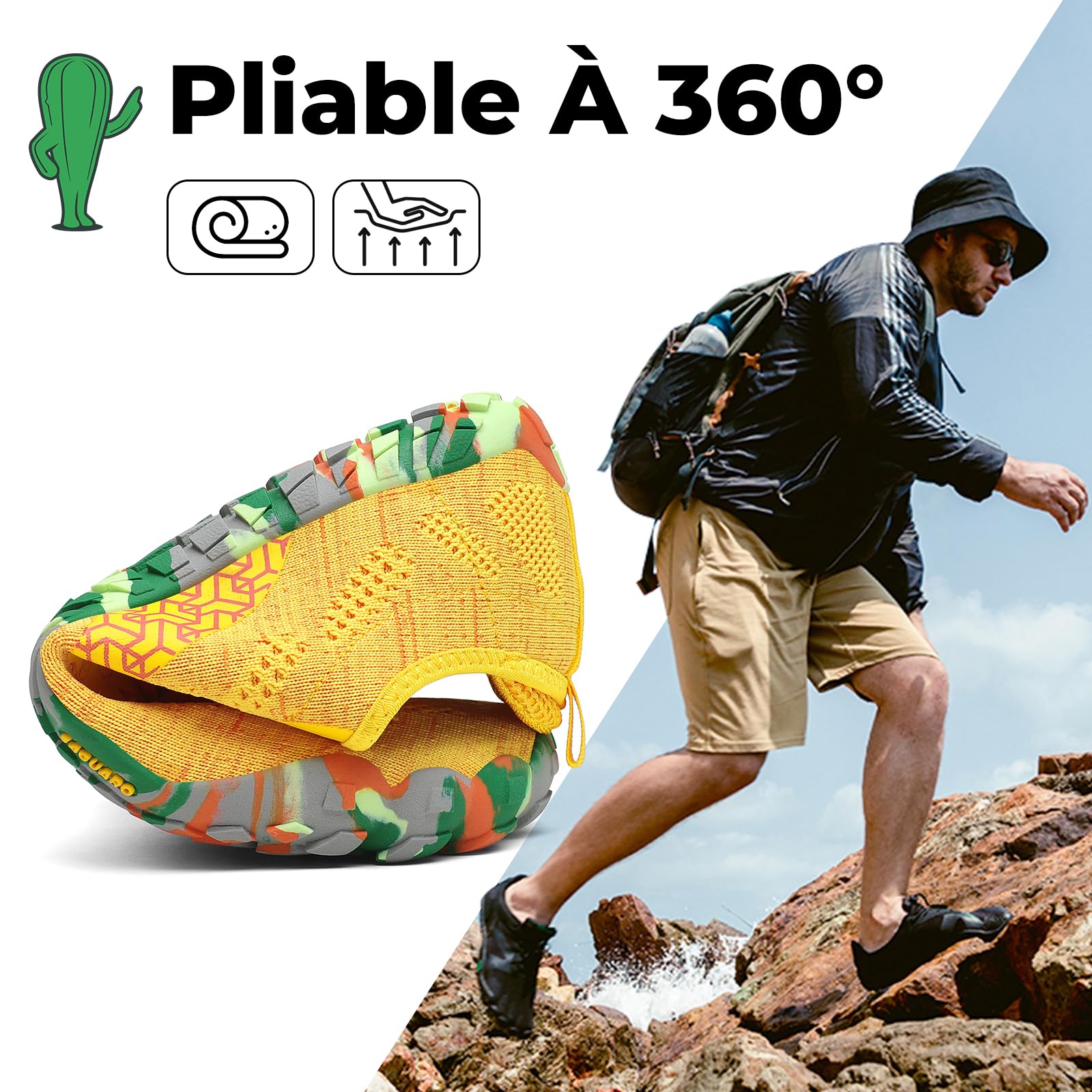 SAGUARO Chaussures Minimaliste Homme Femme Barefoot Shoes Chaussures Pieds Nus Antidérapantes Barefoot Chaussures de Trail Chaussure Randonnée pour Semelle Zero Drop EU GR.36-48