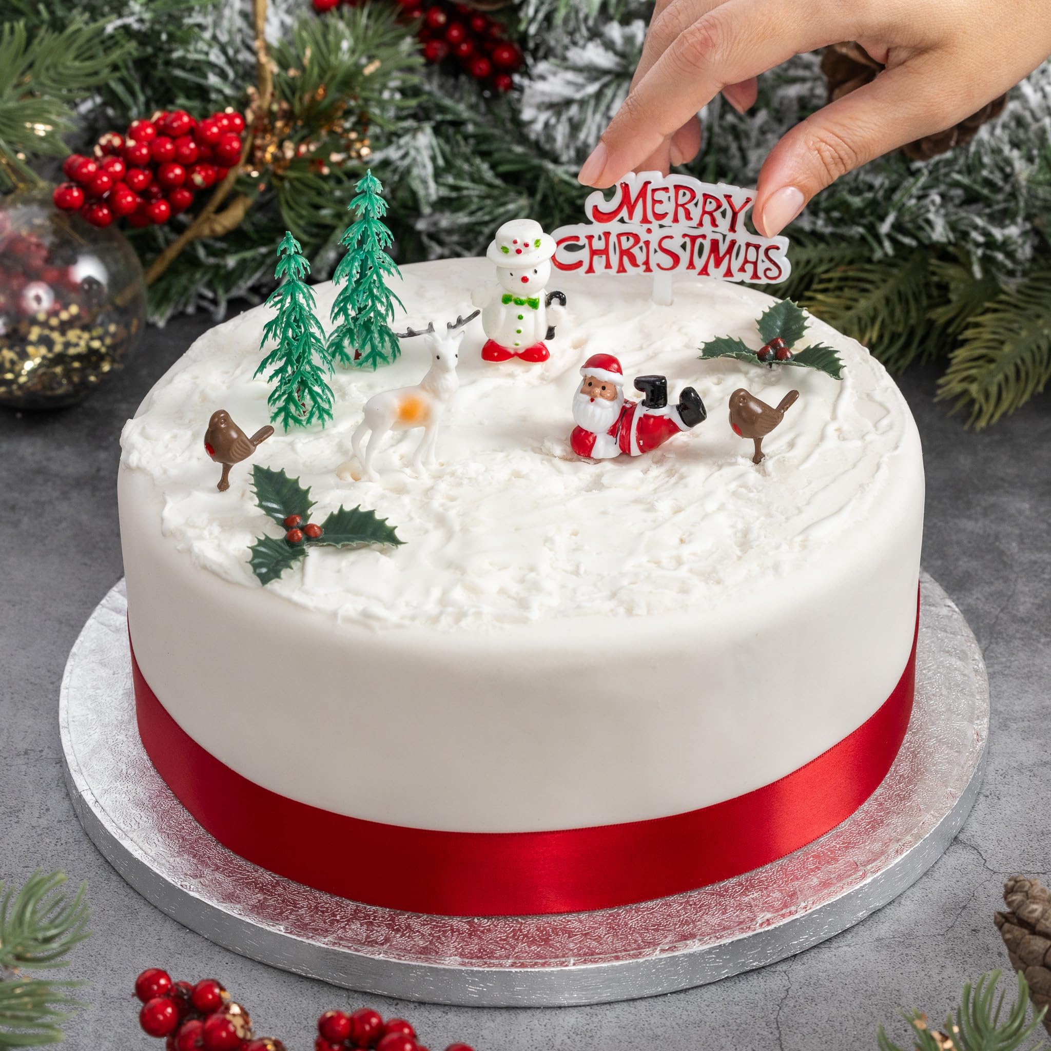 Evelay Cake Toppers Merry Christmas Cake Decoration|6-10Pieces|cupcake toppers|Multi Purpose Decoration (10 Pieces Set) — image 1