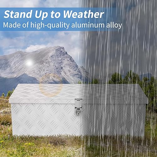 Miniatura 4 de Caja de herramientas de aluminio para camión de 30" L x 14" W x 10" H, caja de herramientas con placa de diamante para remolque, camioneta,