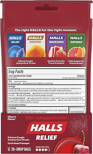 Miniatura 3 de HALLS Relief - Gotas para la tos con sabor a cereza, 30 unidades (paquete de 12)