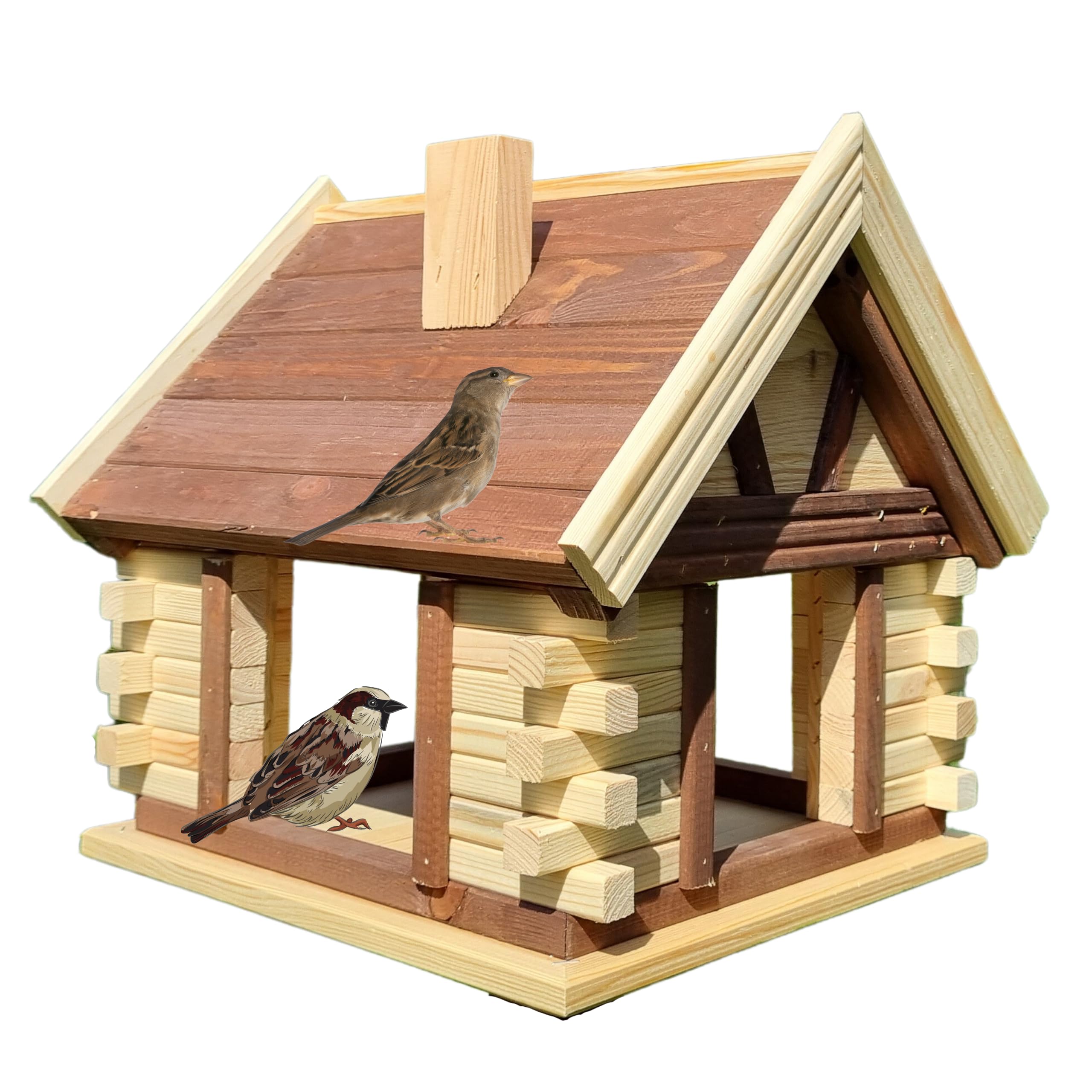Mangeoire à oiseaux en bois anti humidité pour protéger les graines