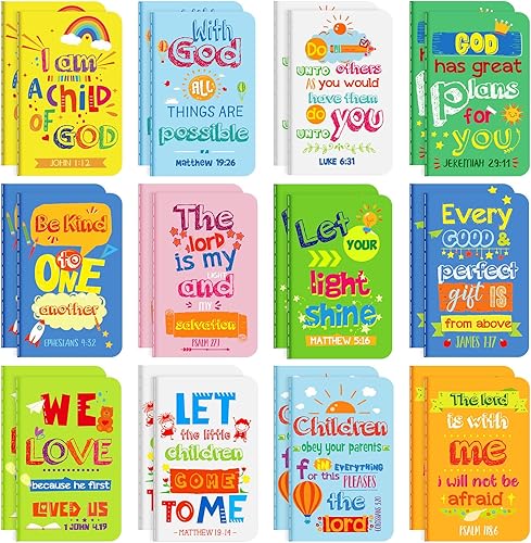 Gueevin Paquete de 24 blocs de notas inspiradores, mini cuadernos motivacionales cristianos, operación, versículo bíblico, religioso, bloc de notas