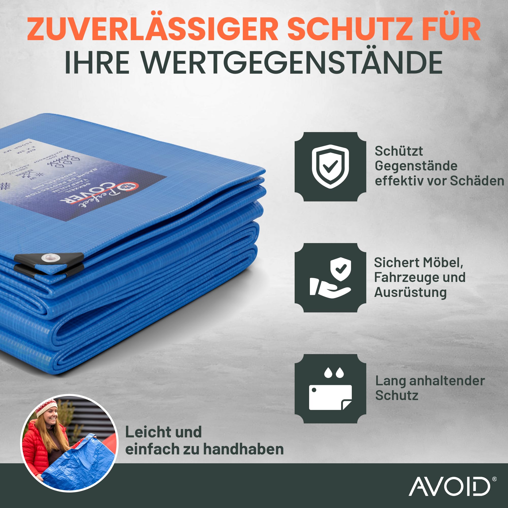 Perfect Cover's Abdeckplane | Gewebeplane | Bodenplane | Gartenplane Zeltunterlage für Camping & Outdoor Garten wasserdichte Plane mit Ösen Viele Größen & Farben 3x4m 12m² 150 g/m², Weiß