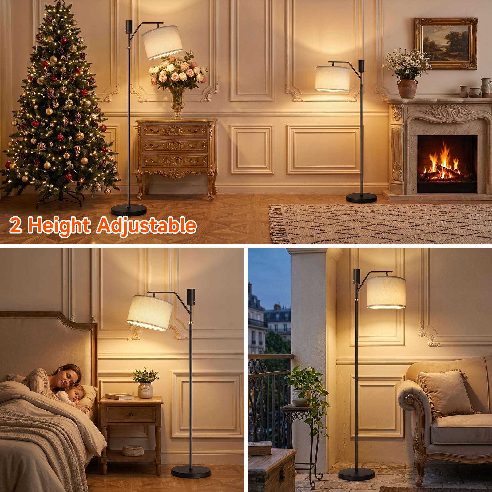 Ketom Akku Stehlampe mit Fernbedienung, LED Stehlampe Wohnzimmer Dimmbar | 3 Farbtemperatur, Timing, Stehlampen mit Schirm, Stehleuchte Kabellos Vintage, für Büro Schlafzimmer