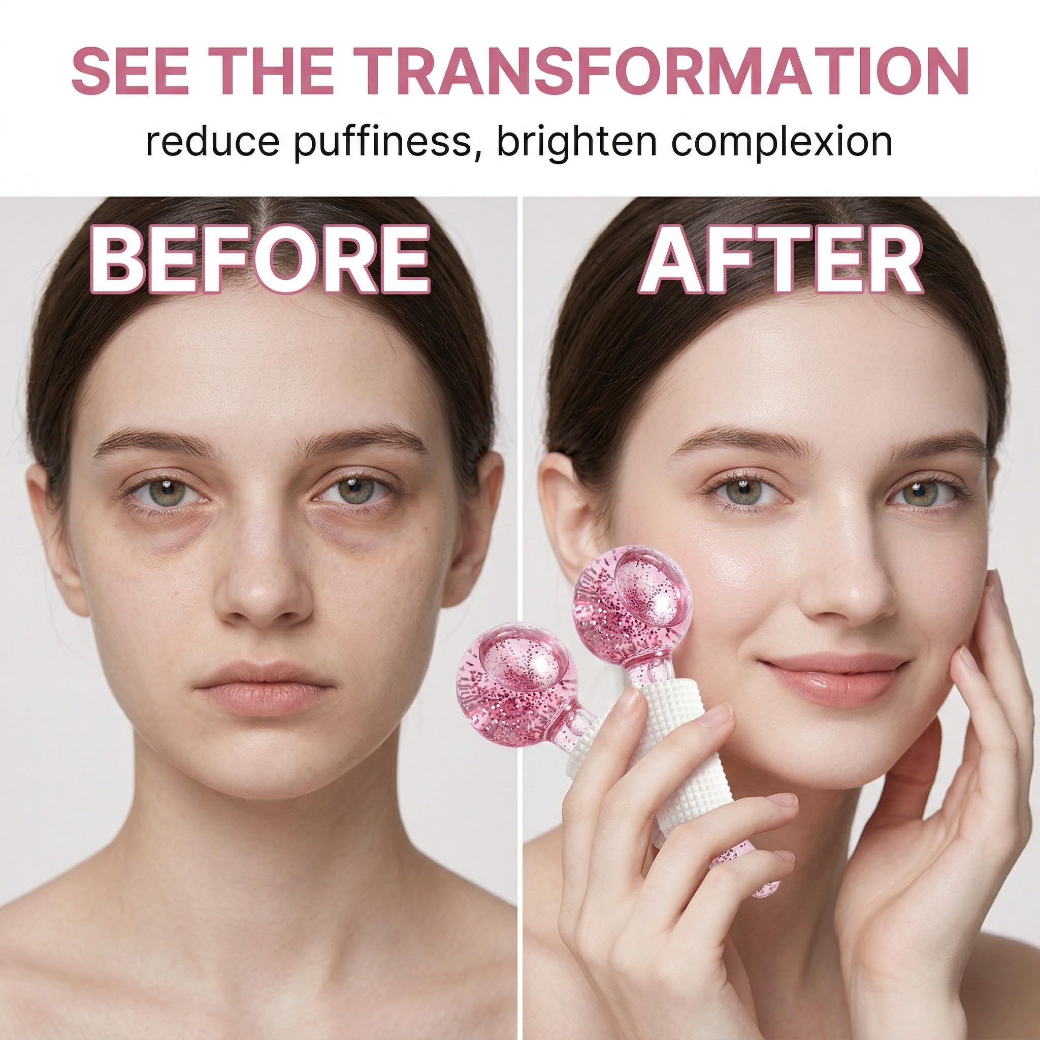 2 uds Masaje de Hielo Bola, Rodillo Facial Ice Globes, Bola de Belleza de Hielo Facial, Masajeador Facial Para Piel Fría, reduce bolsas y arrugas