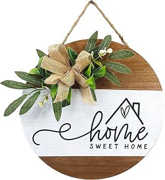 JOY CHOICE Home Sweet Home Sign, Hanging Wooden Farmhouse Decor for Living Room Wall Front Porch Outdoor. Style A