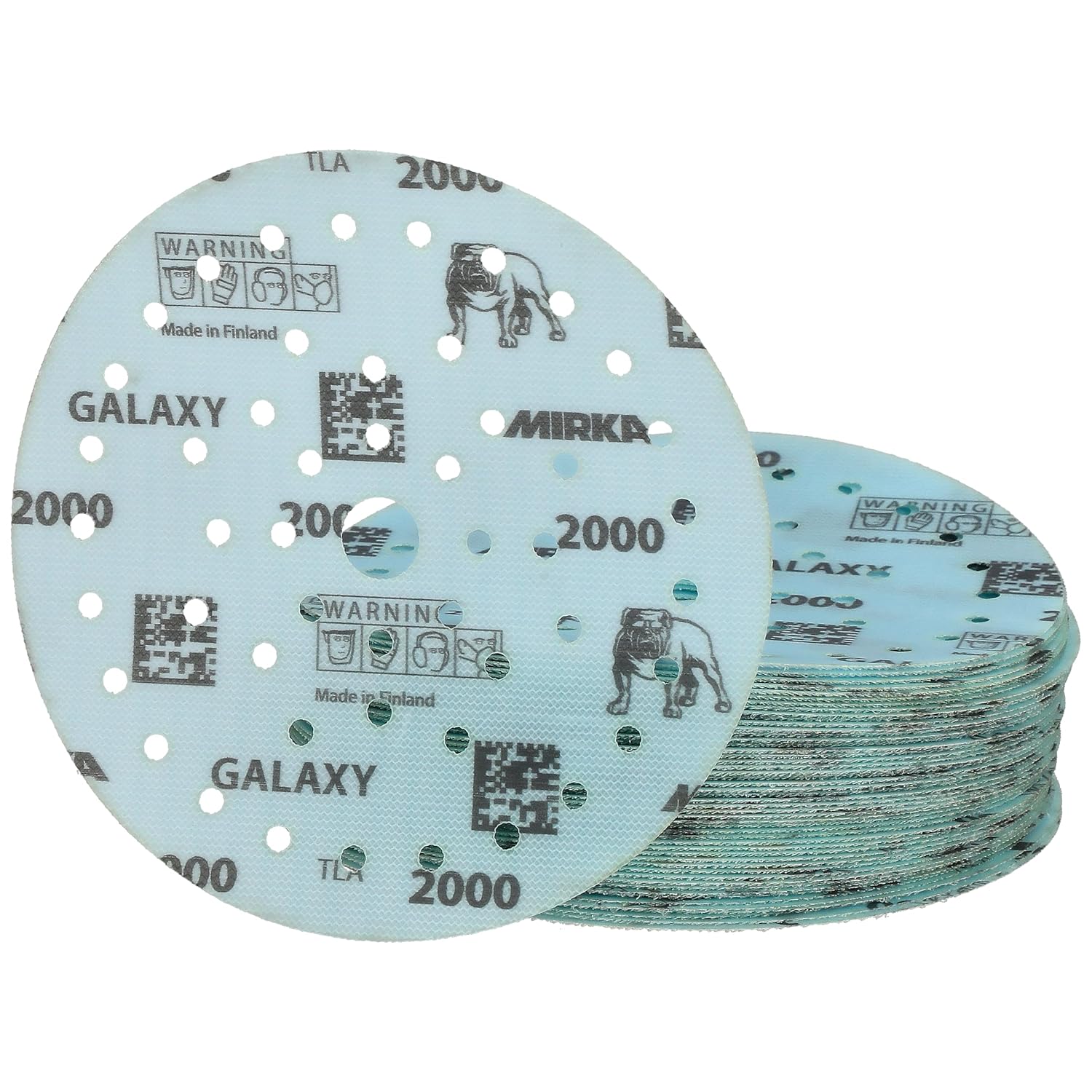 Mirka Galaxy Multifit Sandpaper 6 inch (150mm) - Grit 2000, 50 Discs/Pack - Premium Abrasive for Epoxy Resin, Wood, Metal - Non-Clogging, Self-Sharpening Technology - Ideal for Power Sanders