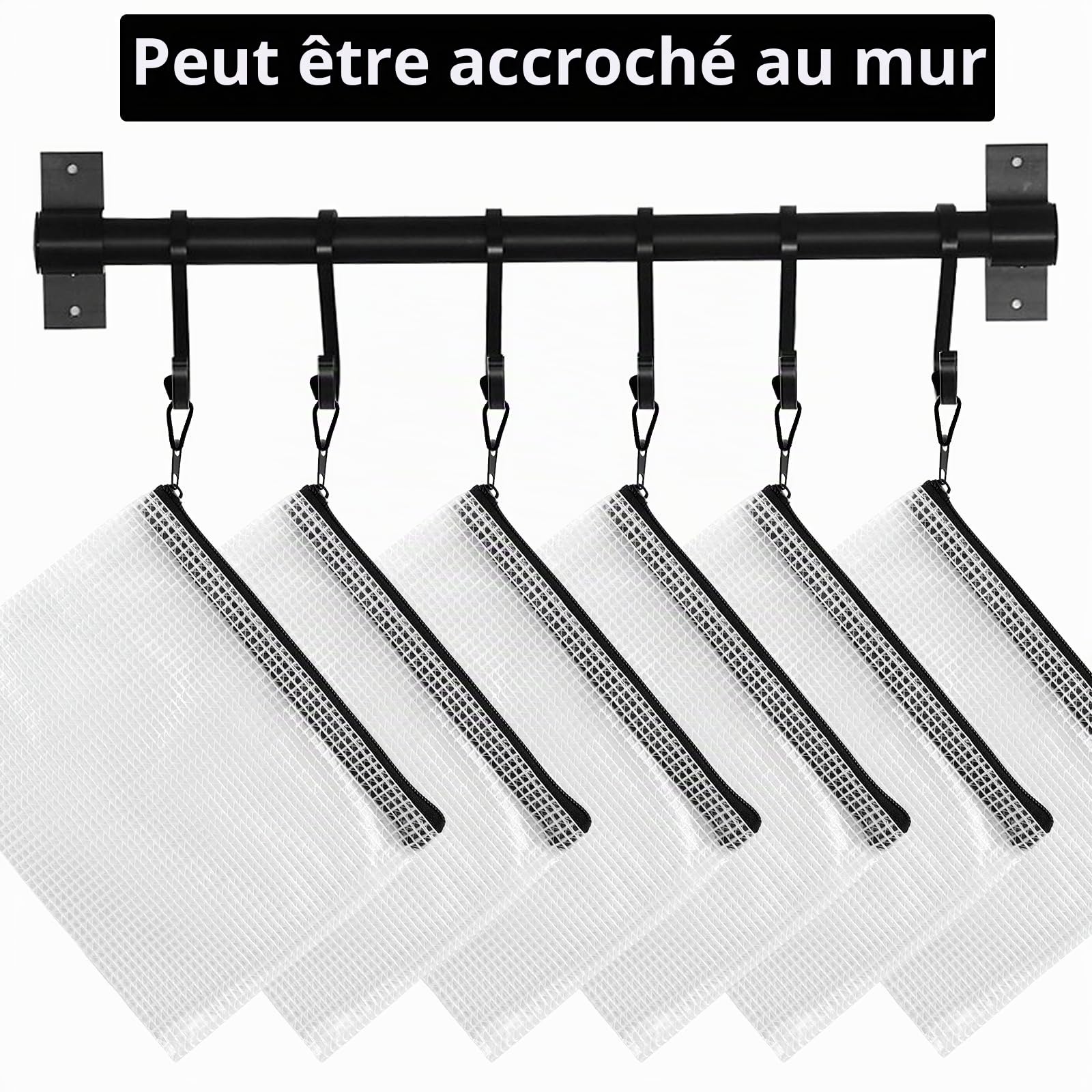 AKOLAFE Lot de 40 Pochette Document Zippée A6, Pochette Zip en Maille Noire Pochette Zippée 12x16CM Pochette Plastique Zippée Mesh Zipper Pouch pour Papier, Reçus, École, Cosmétiques, Voyage