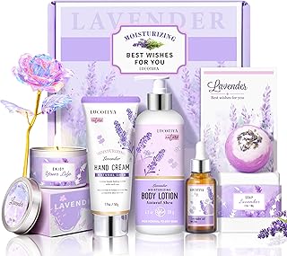 Lavender Spa Bath and Body Gift Set - Relaxing Self Care Baskets for Women - Birthday Gifts for Her, Sister, Mom, Wife