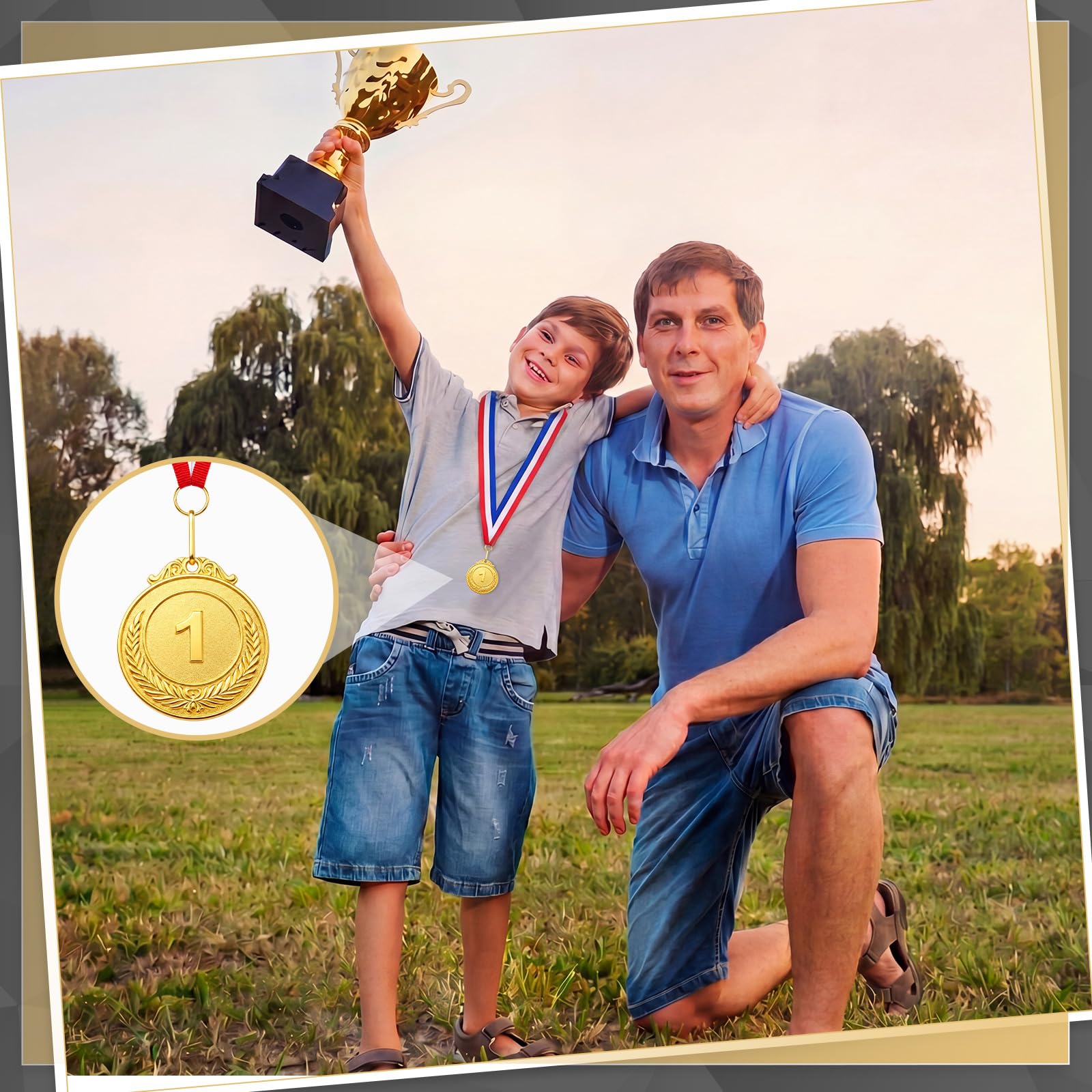 Kigeli Medaglie per il premio, in bronzo e oro, con nastro per il collo, 1°, 2°, 3°, premio per bambini, adulti, competizioni, sport, api ortografiche, 5 cm