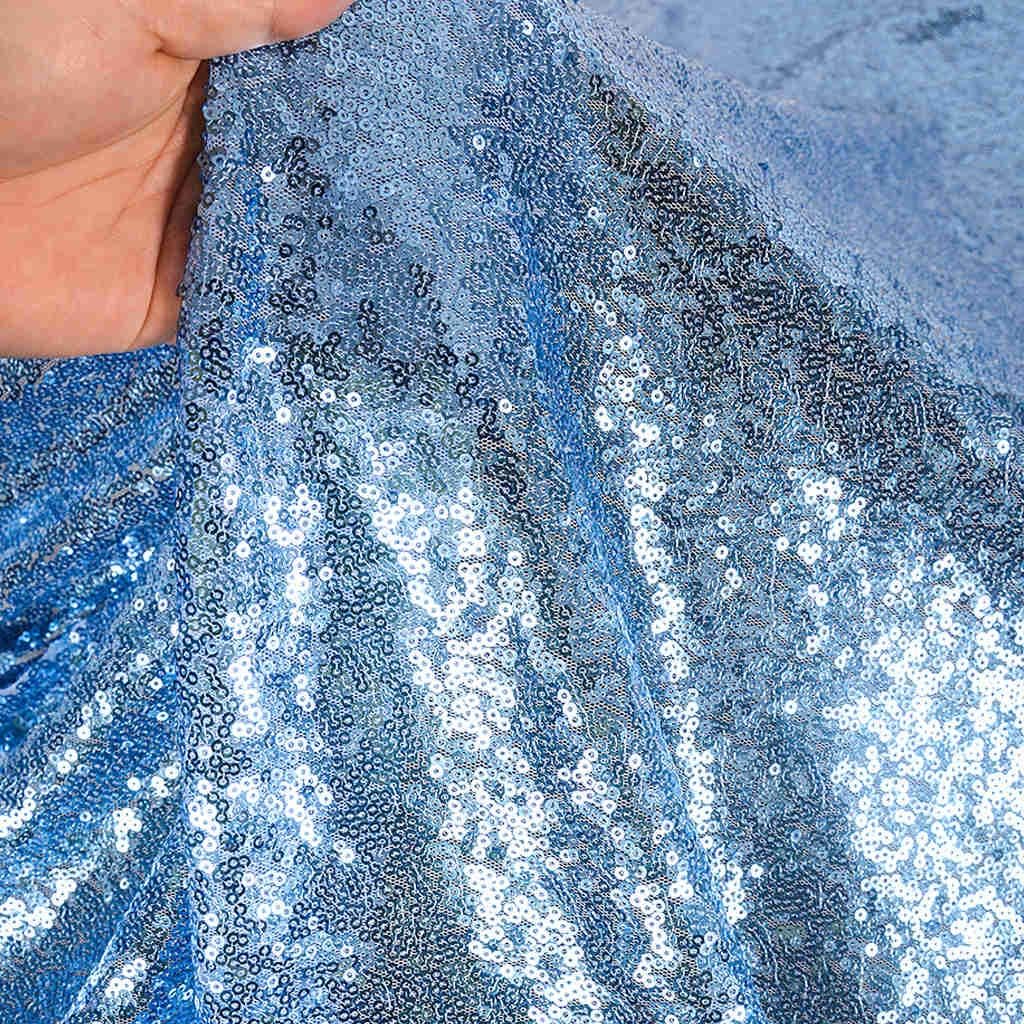 DUOBAO Sequin Fabric by The Yard 5 Yards Sparkly Fabrics Shiny for Sewing Sequence Baby Blue Little Mermaid Fabric Light Blue-Fabric Quilting for Wedding Dress