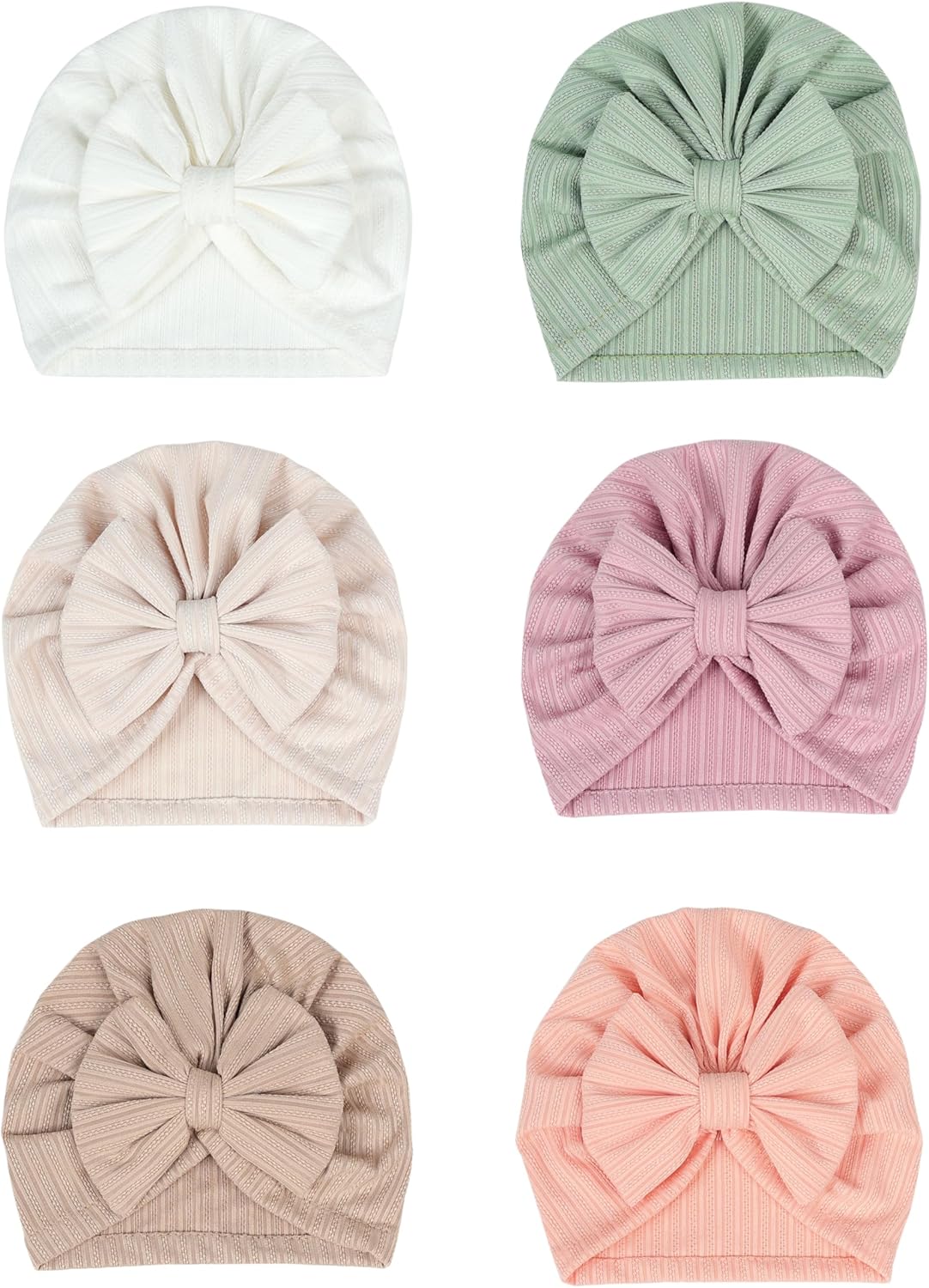 6 PCS Stretchy Baby Turban Hats, Baby Hat with Bows for Girls, Baby Boys Caps, Toddler, Newborn, Infant Hat Unisex