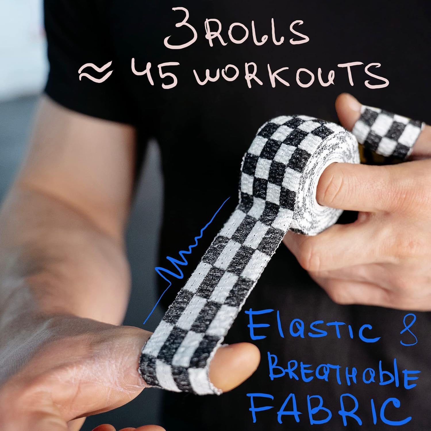 Professional Weight Lifting Thumb Tape - Protects Finger Tape, Adhesive for Powerlifting, Yoga & Gym, Hand Grip Support for Weightlifting, Deadlift, Barbell Hook Grip