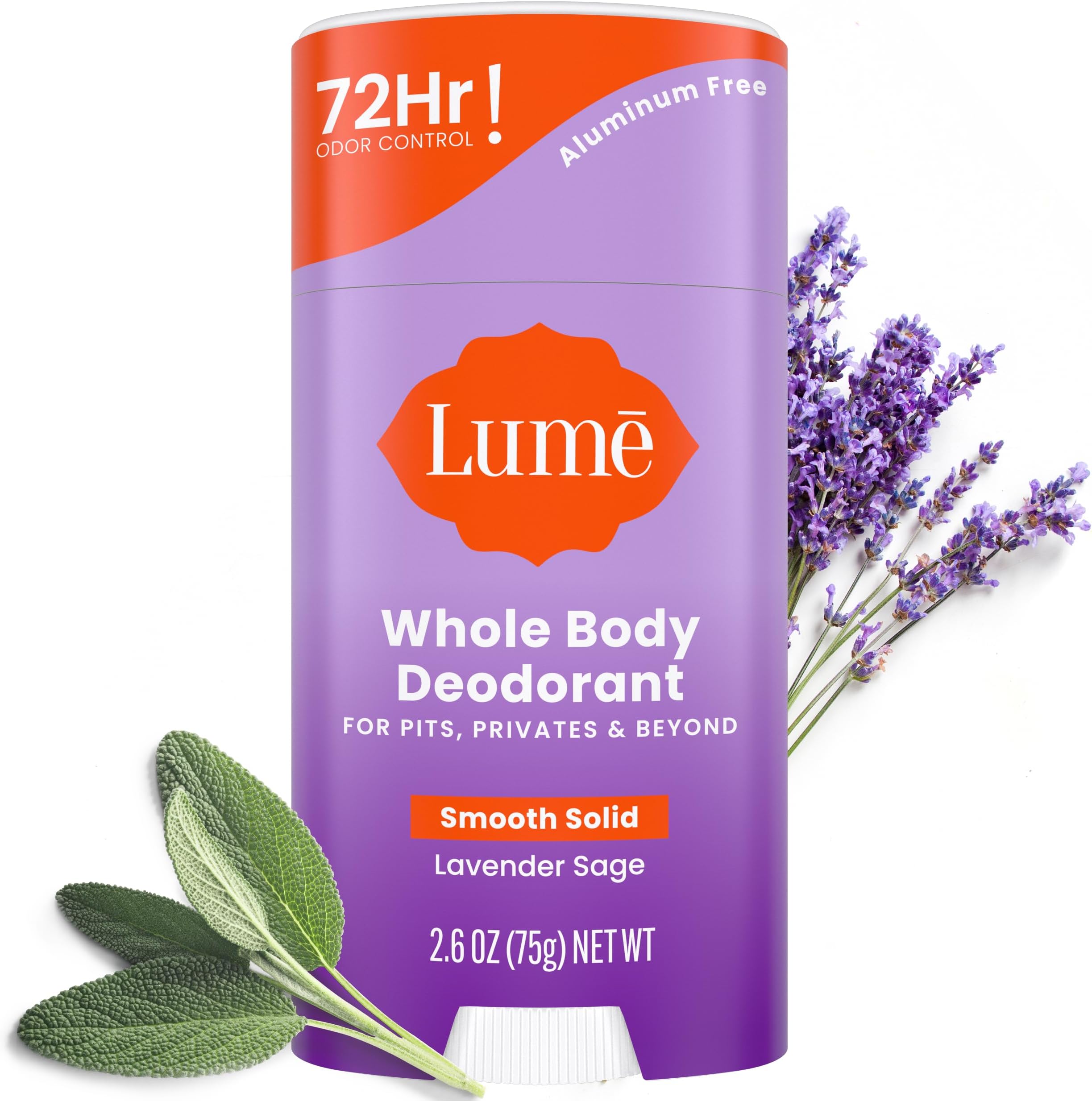 (Lavender Sage) - Natural Solid Deodorant Stick - Whole Body Deodorant - Aluminium-Free, Baking Soda-Free, Hypoallergenic, Safe For Sensitive Skin - 2.6 OZ (75 gm) Solid Stick (Lavender Sage)