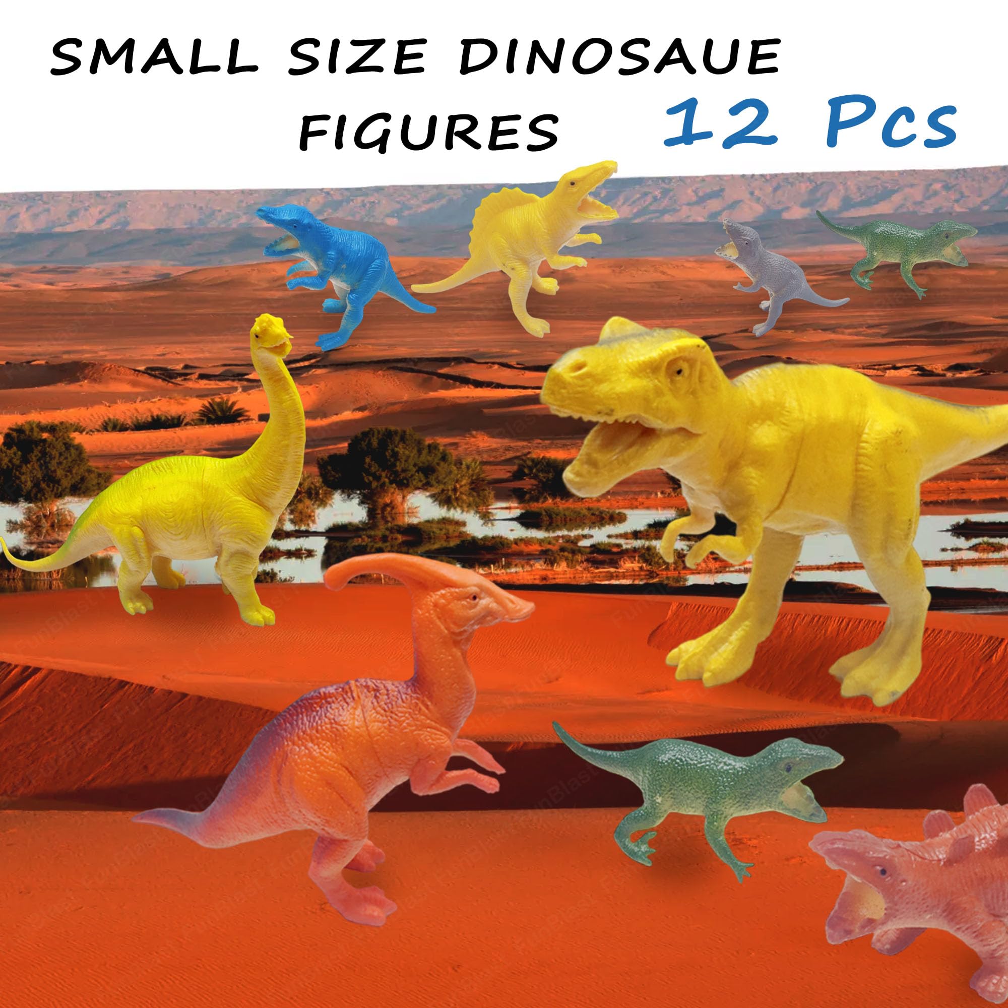FunBlast Dinosaur Toy Set of 12 Pcs, Dinosaurs Animals Figures Toys Set for Kids,Boys, Animal Figure Toys for Children (Multicolor) 3