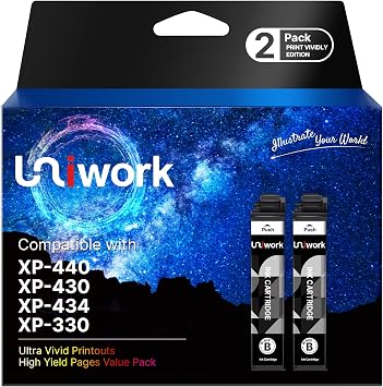 Uniwork Remanufactured Ink Cartridge Replacement for Epson 288XL Ink Cartridges High Yield to Use with XP-440 XP-330 XP-340 XP-430 XP-446 XP-434 Printer Tray Upgraded Chip, 2 Black