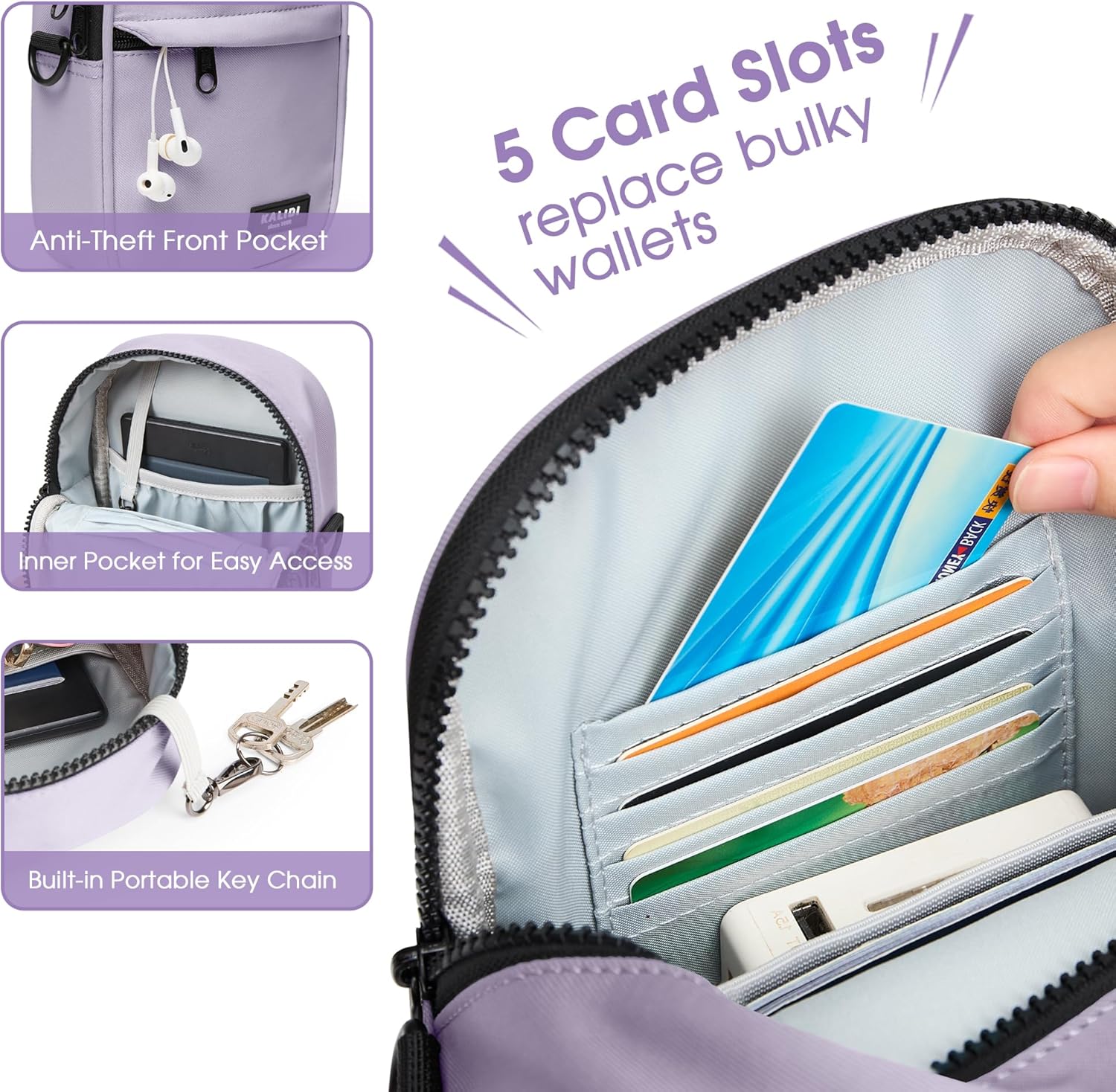 KALIDI Crossbody Sling Bag for Women Men Multi Position Small Purse Waist Fanny Pack with Adjustable Strap - Image 3