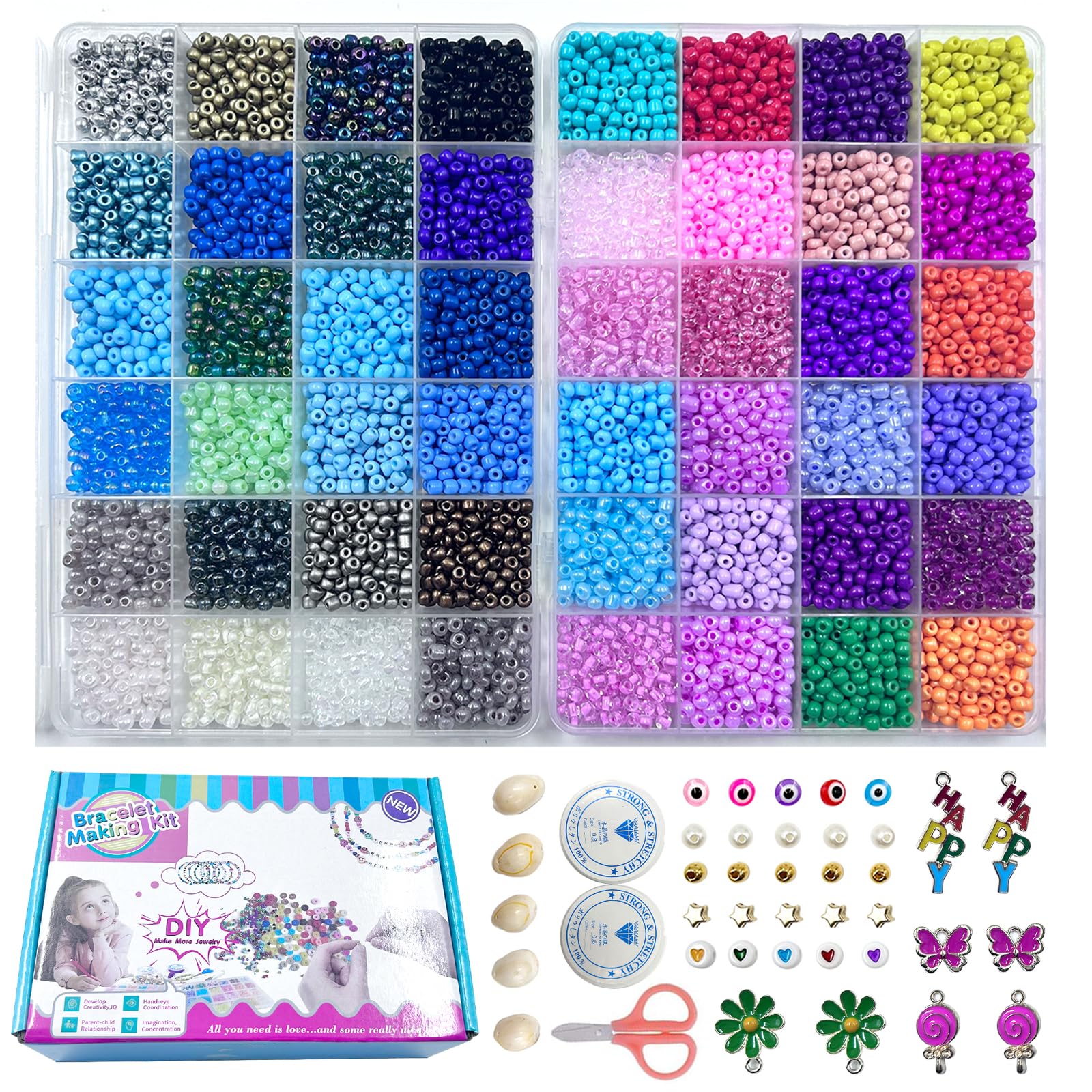 Amazon.co.jp: Gpurplebud 8000個 4mm ガラスシードビーズ 