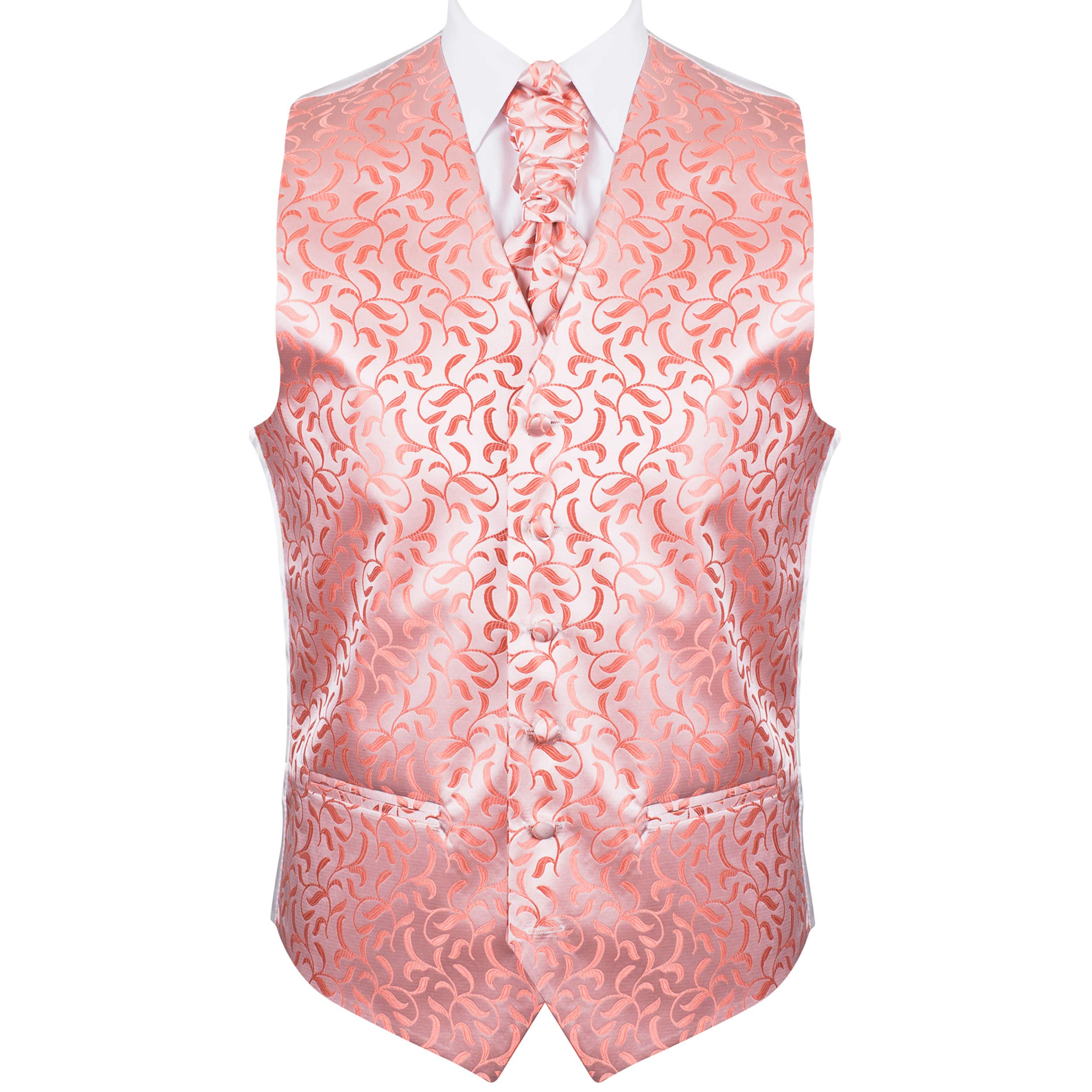 Abel & Burke Men's Coral Vintage Vine Wedding Waistcoat #Ab-Wwa1004/2 Xl - 46''