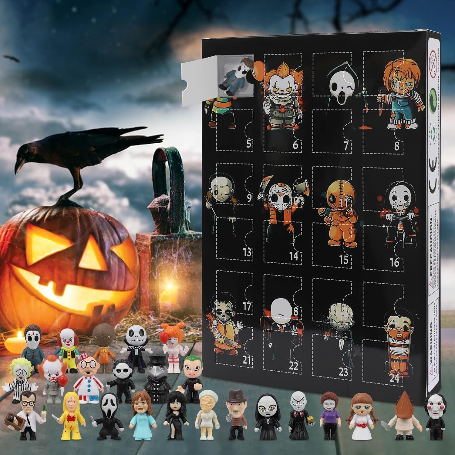 Halloween Advent Calendar 2025,Nightmare Be Christmas Calendars, Collectible Horror Figures Ghost Pumpkin Party Favors Christmas Ornaments Decorations Gifts (C)
