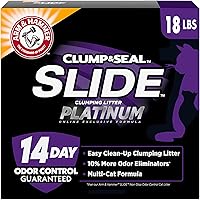 ARM & HAMMER Clump & Seal Slide Platinum Multi-Cat Clumping Litter - 14-Day Odor Control, EZ Clean No Scrub Tech, 18 lbs