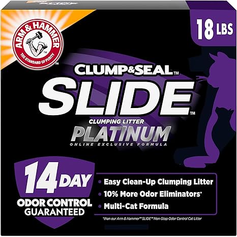 ARM & HAMMER Clump & Seal SLIDE Platinum Multi-Cat Clumping Litter, Easy Clean, Superior Odor Control, 18 Lbs