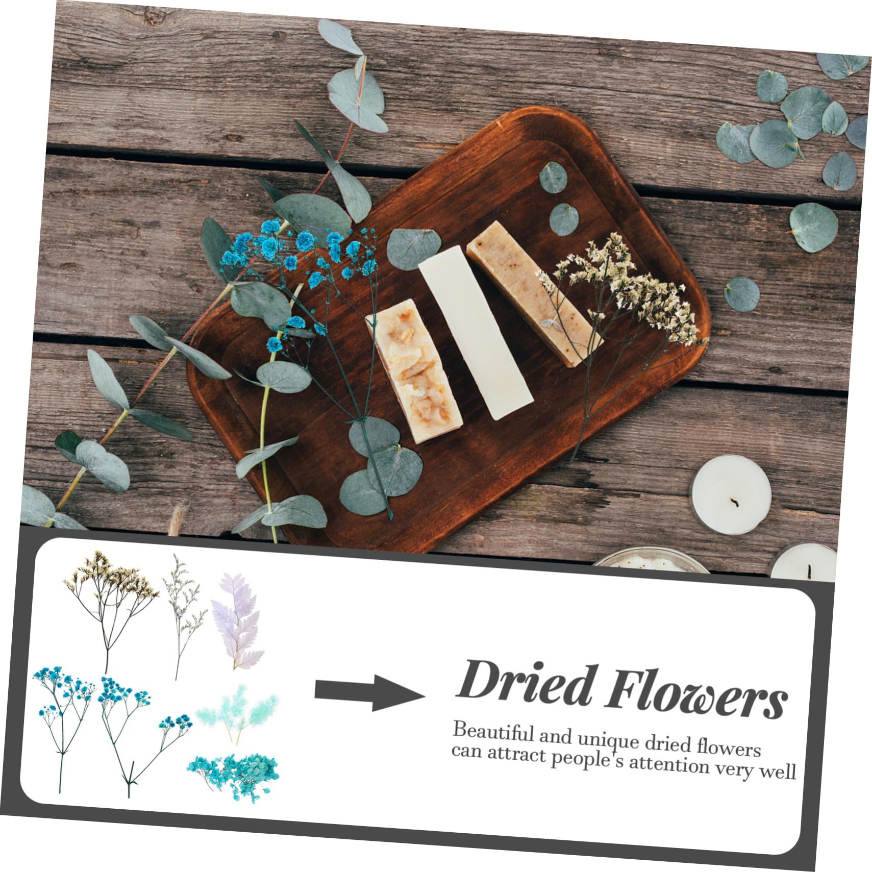 Abaodam 5ensembles Fleurs Séchées Naturelles pour Kit De Matériaux Artisanaux Aromatiques pour Bougies Et Décorations Maison Parfait pour Saint-Valentin Et Bricolage