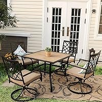 Vista 2 de PHI VILLA Mesa de comedor de 37 x 37 pulgadas, mesa de comedor al aire libre con agujero para sombrilla de 1.57 pulgadas, marco de acero con mesa