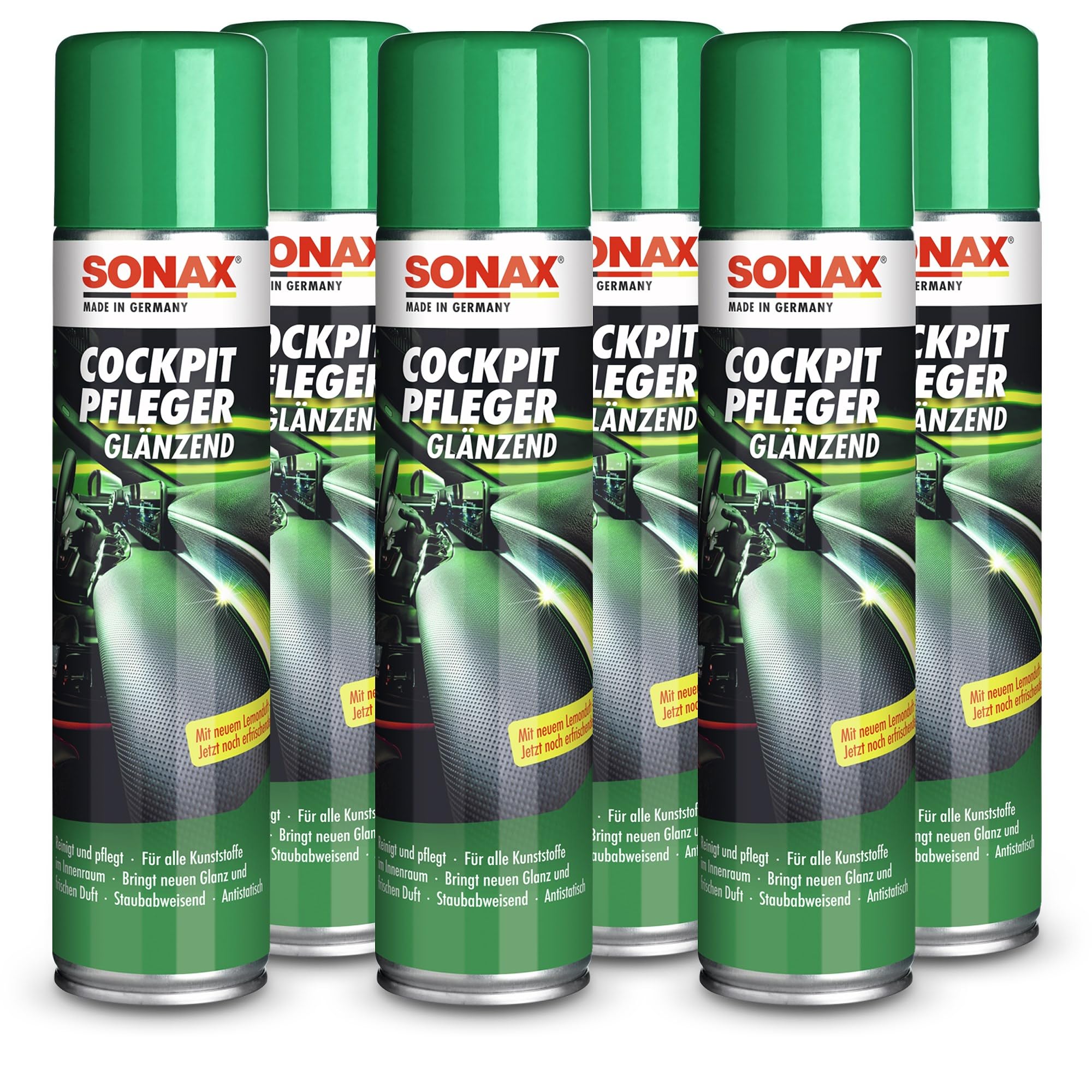 SONAX 6X 03433000 CockpitPfleger Lemon-Fresh CockpitReiniger 400ml