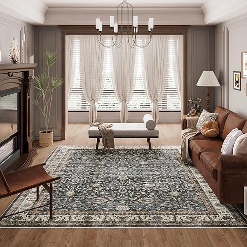 Dripex Alfombras de área de 8 x 10, alfombras bohemias antideslizantes y desgastadas, lavables a máquina, alfombra de área grande para dormitorio,