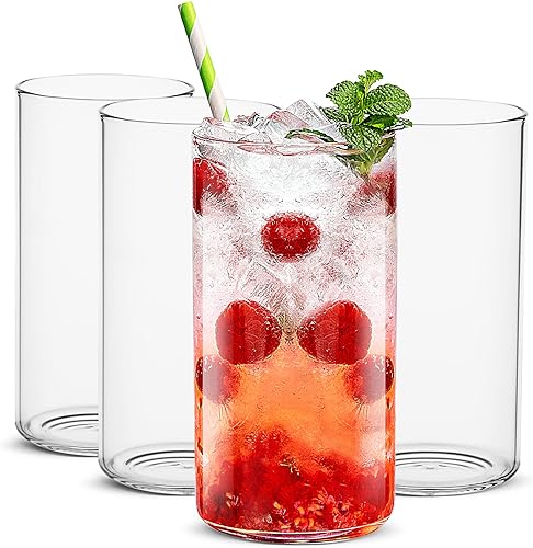 Miniatura 9 de Juego de 4 vasos de cóctel finos de 15 onzas, vasos de bola baja para agua, jugo, leche, cócteles, cerveza y más, cristalería de bar elegante, vasos