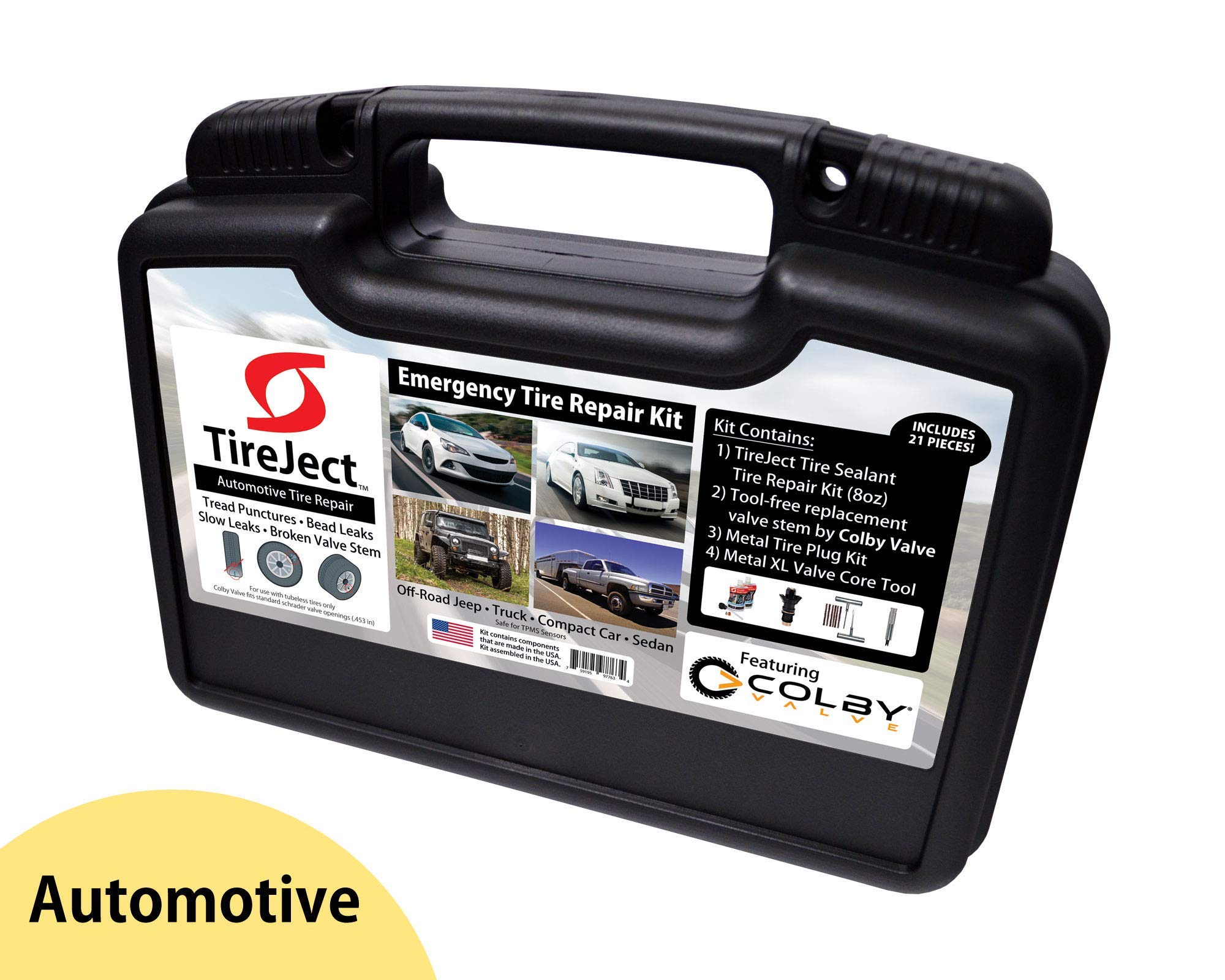 TireJect Automotive Emergency Tire Repair Kit Featuring Colby Valve