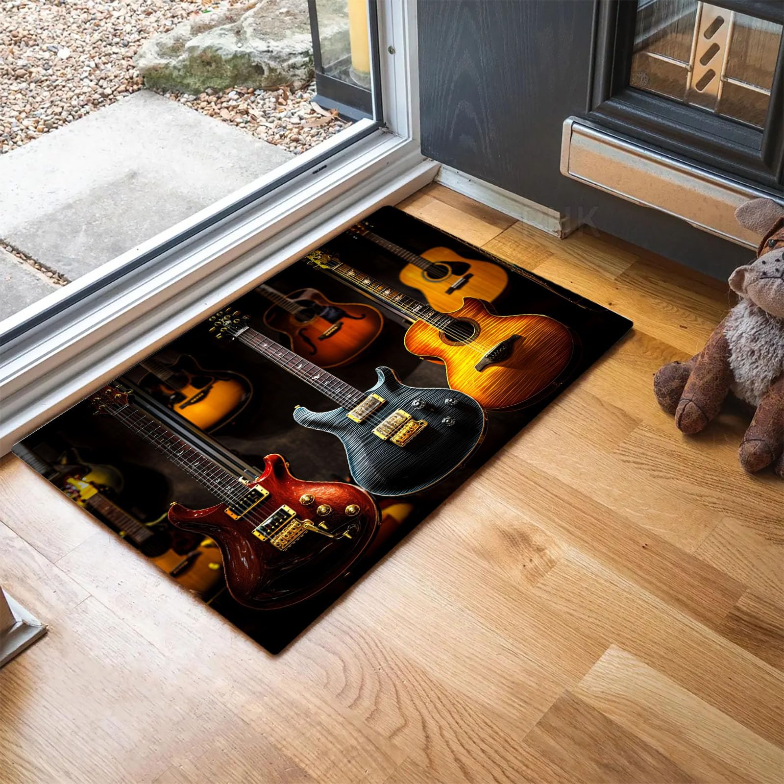 Tapis de Porte Lavable Magasin D'Instruments De Musique, 60 x 120 cm Tapis de Sol Style Classique Antidérapant à l'intérieur Paillasson Absorbant pour la Cuisine, Le Jardin, l'entrée du Hall - Noir