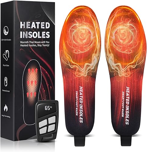Plantillas térmicas, plantillas térmicas recargables para mujeres y hombres con control remoto, hasta 13 horas de calentamiento de pies con batería