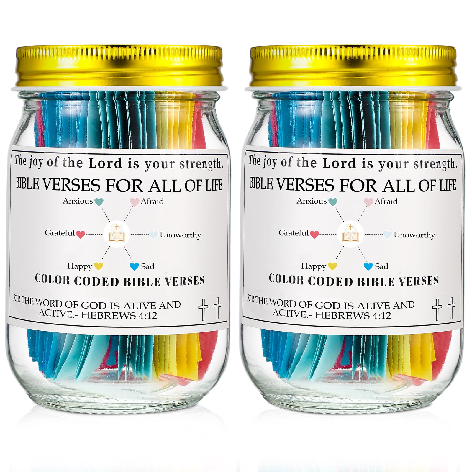 Lot De 1/2 Pots Avec Verset Biblique – 90 Versets Bibliques à Code Couleur | Versets Bibliques De Prière Dans Un Bocal Versets De La Bible Pour Les émotions Et Les Sentiments | Cadeau Religieux Pour