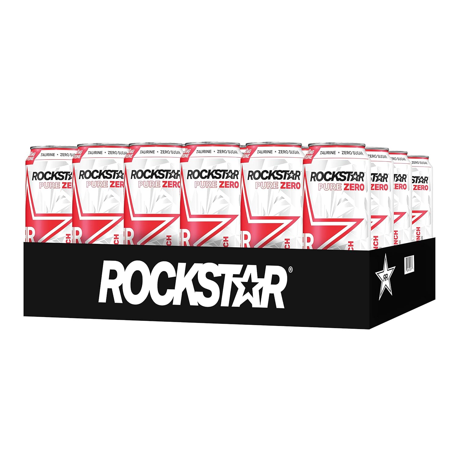 Rockstar Pure Zero Energy Drink, 0 sugar 0 calories, with Caffeine and Taurine, 16oz (Packaging May Vary), Punched, 384 Fl Oz (Pack of 24)