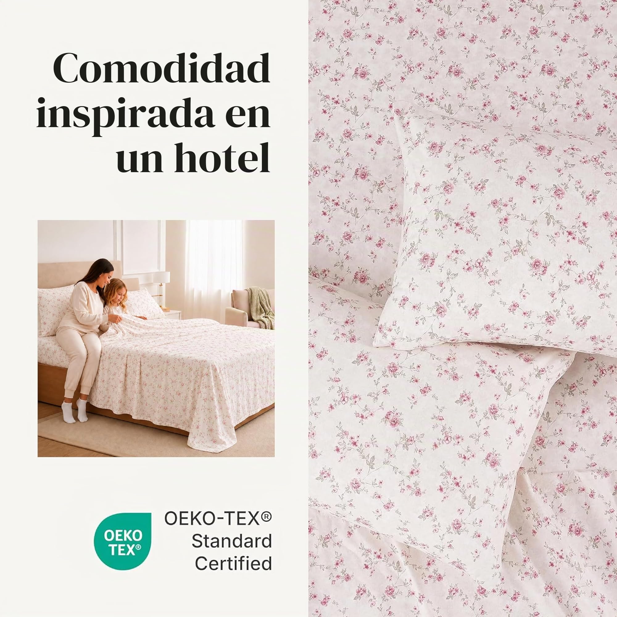 Modern Threads Sábanas Impresas de Microfibra Suave, sábanas de Microfibra de Lujo, Incluye sábana encimera, sábana Bajera Ajustable con Bolsillos Profundos y Fundas de Almohada Kashmir Rose King