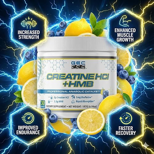 Miniatura 2 de Creatina HCl + HMB para atletas  Fórmula de rendimiento y recuperación  0.07 oz de creatina HCl, 0.07 oz HMB, 5 mg BioPerine  Absorción rápida, sin