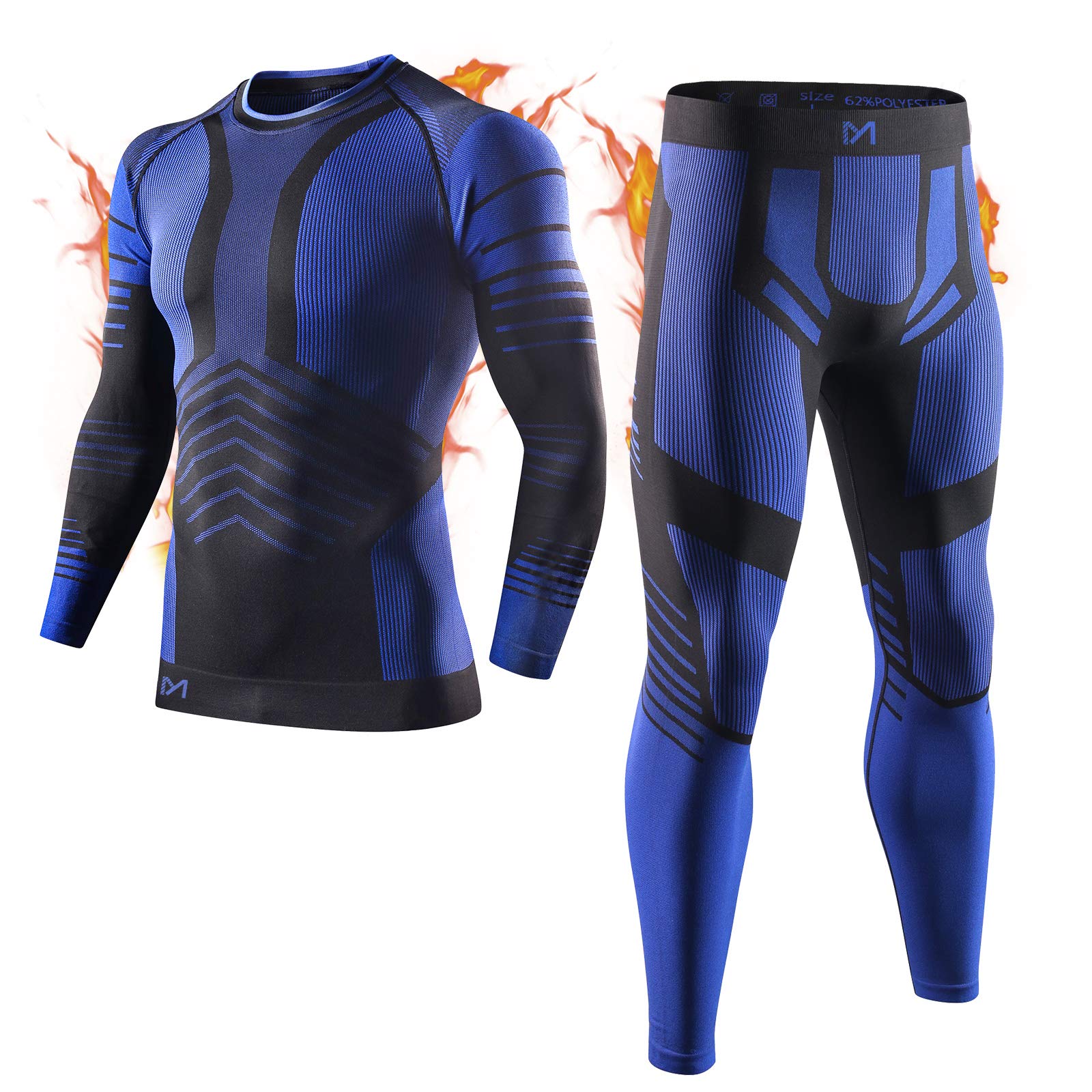 MEETYOO Biancheria Intima Termica Uomo, Intimo Termico Invernale Maglia Termici Pantaloni Base Layer per Sci Corsa Ciclismo