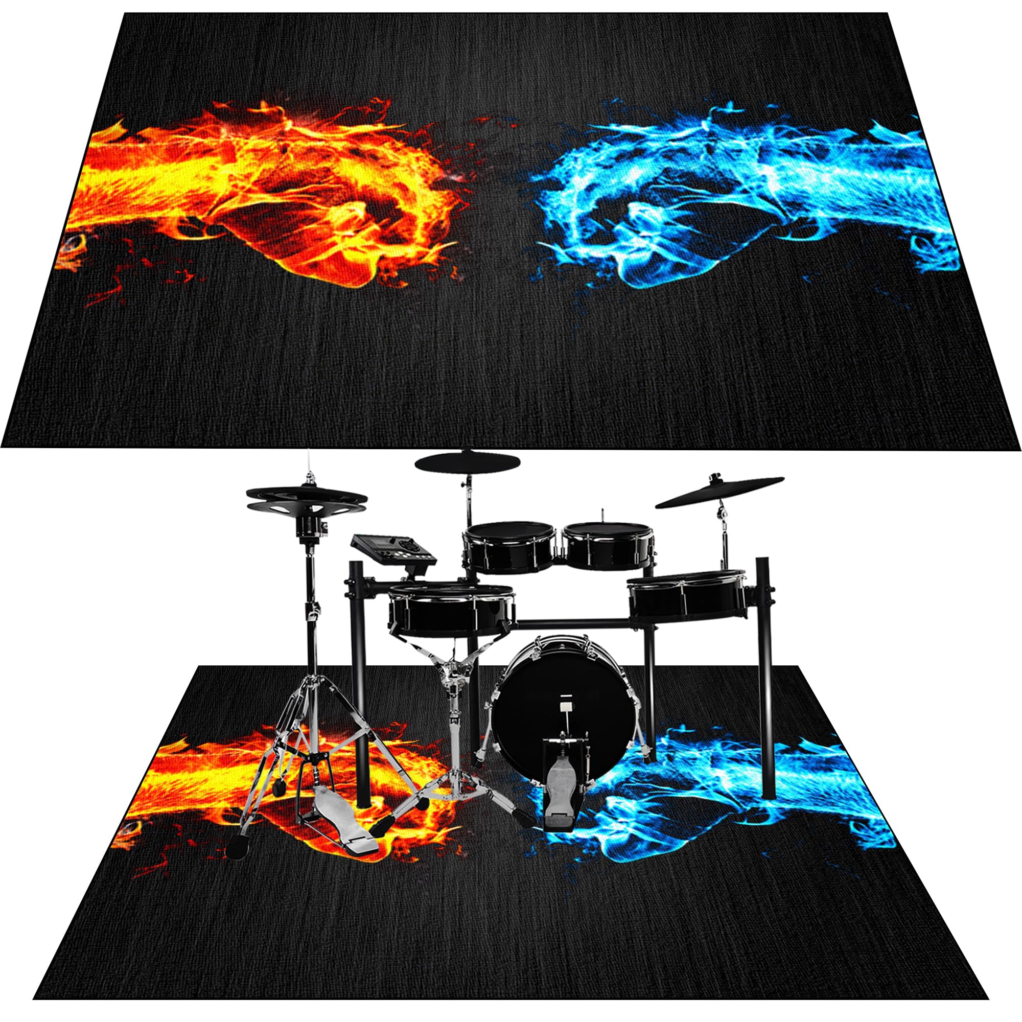 Tapis de Batterie électronique Tapis de Tambour Insonorisé Tapis Antidérapants Tapis d'absorption des Vibrations Accessoires de Batterie Tapis de Sol pour Instruments de Musique 120 x 80 cm