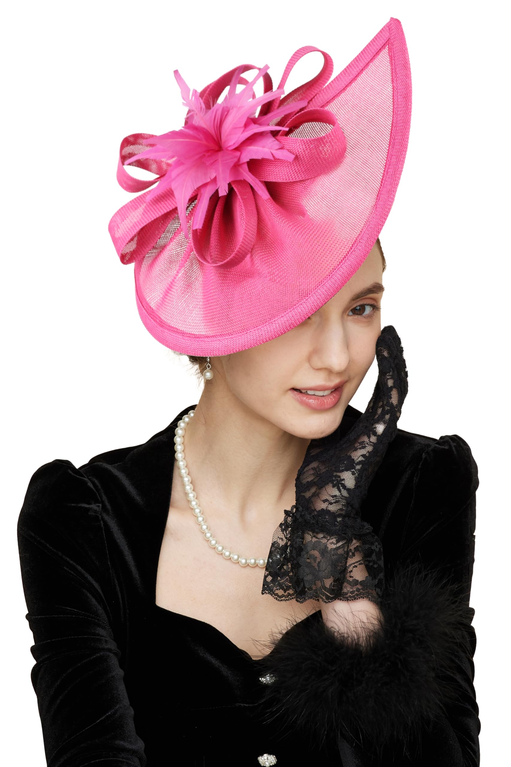 Gionforsy Fascinators Hat Flower Tea Party Hats for Women Feather Hat for Wedding