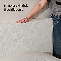 Vista 4 de RECCI Cloud - Base de cama King tapizada con cabecero, plataforma acolchada de espuma de 5 pulgadas, sin somier, fácil montaje (blanco nieve)