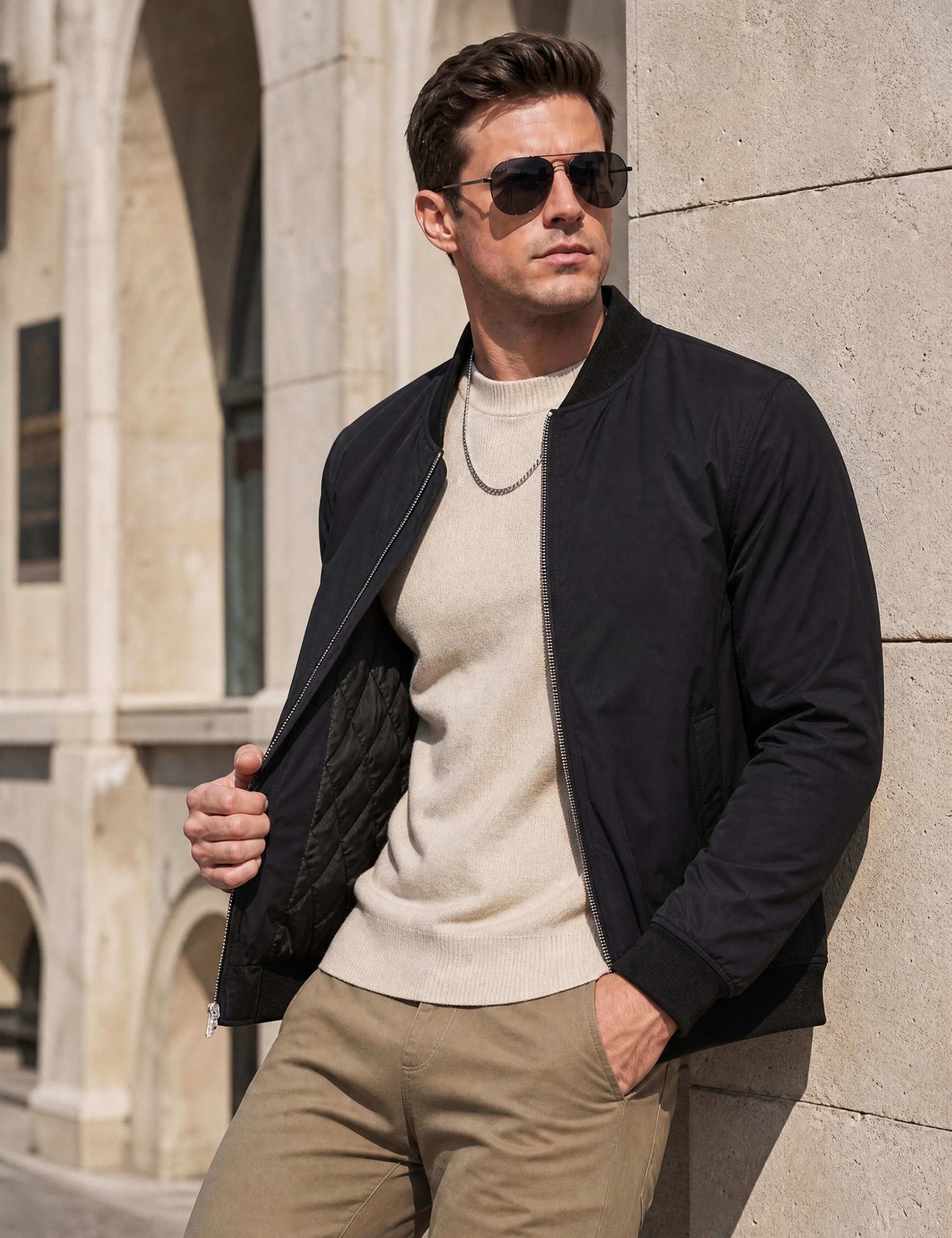 TACVASEN Bomberjacke Herren Übergangsjacke Blouson Jacke Herren Winterjacke | Thermo,Wasserabweisend,Winterjacke Warm,Steppjacke,Windbreaker,Pilotenjacke Herren,Fliegerjacke jacke Taschen