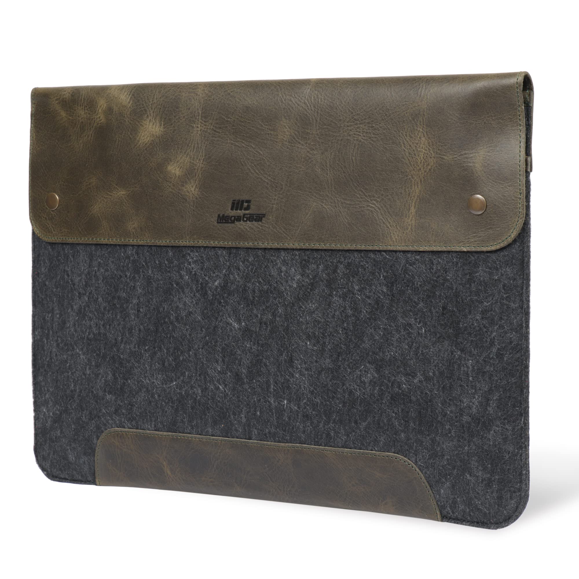 MegaGear Genuine Leather and Fleece MacBook Bag Laptop Sleeve for MacBook Pro and MacBook Air Case -14 Inch- 13 Inch (M2,M2 Pro,M2 Max,M1) -13.3 Inch-iPad Pro 12.9 Inch-2020,2021,2022 and 2023 Models