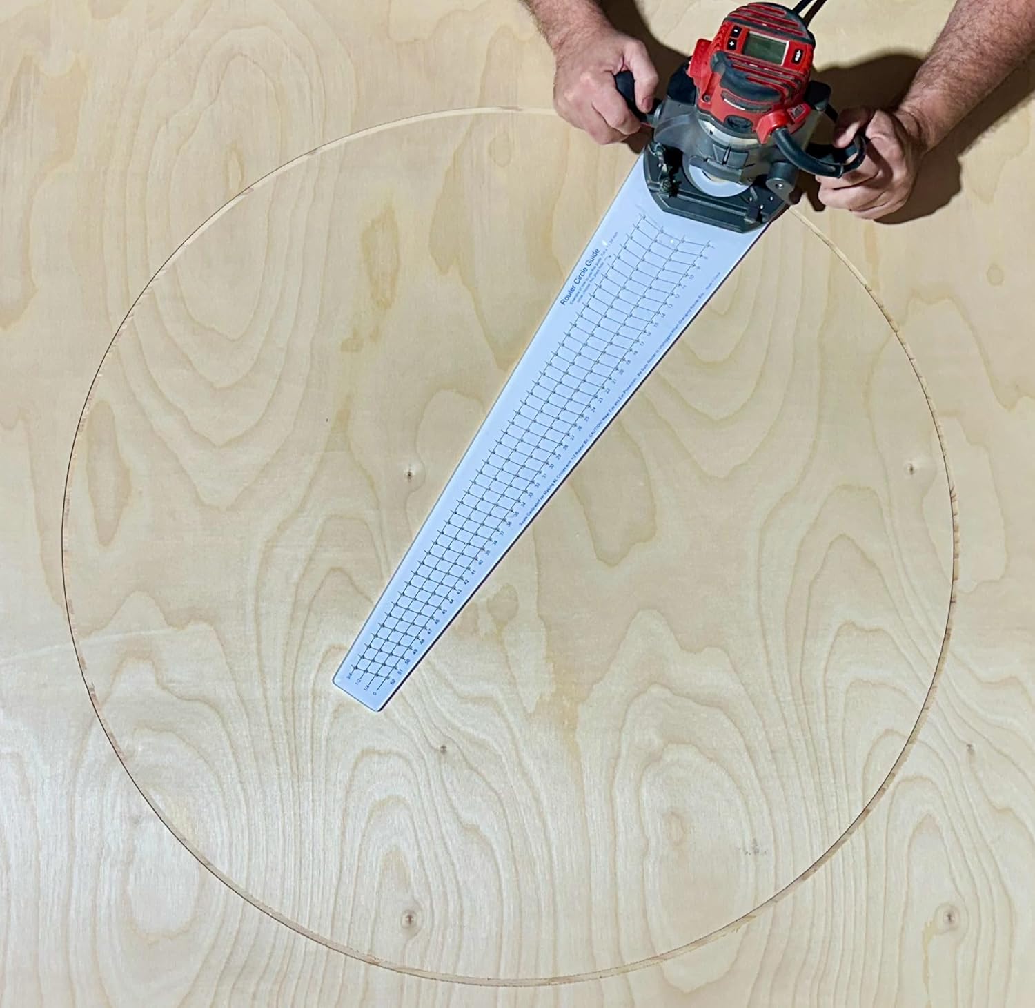 SPOT ON Circle Cutter Router Jig - Router Circle Cutting Jig Cuts Perfect Circles from 7” to 52 ¾” D - Circle Guide Kit Tool Includes Centering Disc & Pivot Pins - Fits Most Popular Routers