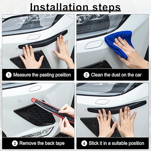 Miniatura 4 de 4 tiras protectoras para parachoques trasero de automóvil, tiras de parachoques de esquina delantera y trasera, cinta antiarañazos, fibra de carbono
